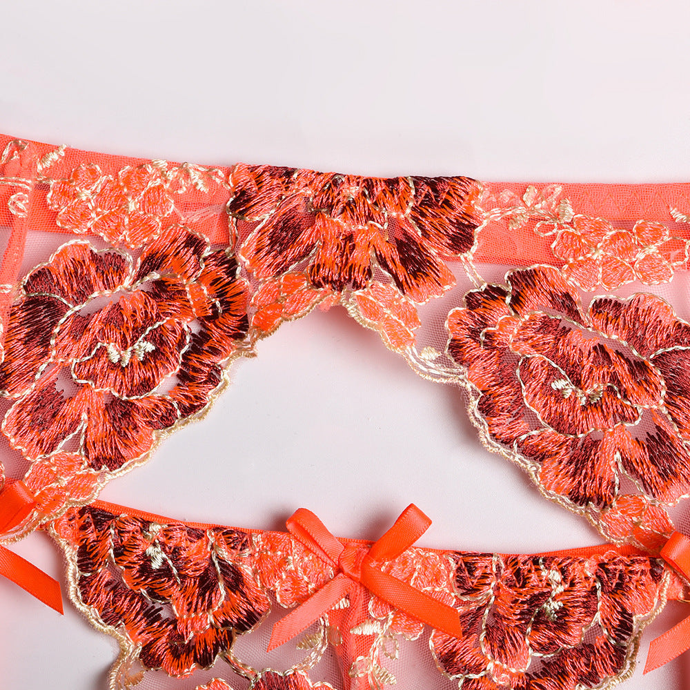 Damunderkläder Set Blommönster Snygga Underkläder i Polyester-4