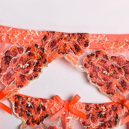 Damunderkläder Set Blommönster Snygga Underkläder i Polyester-4