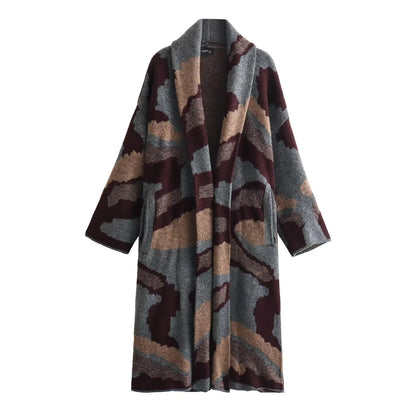 Variant image for Kvinnors Kappa Bredklipp Mjuk Stickad Tyg Kamouflage-1