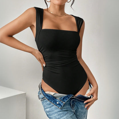 Dam Capri Byxor Hög Midja Smal Passform Stretchigt Material-1