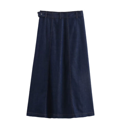 Dam Midi Kjol A-Linje Polyester med Bälte-2