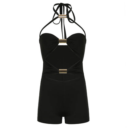 Dam Jumpsuit Hög Midja Ärmlös Spandex Street Fashion-1