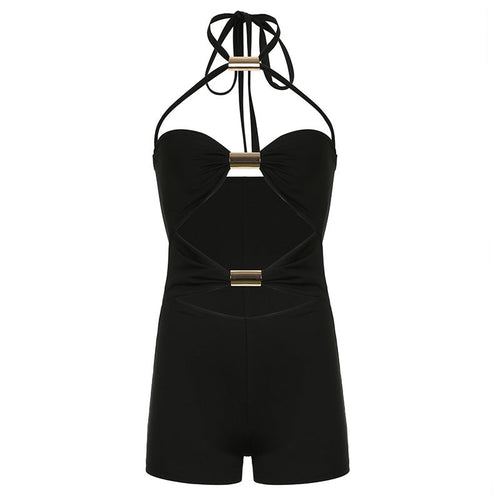 Dam Jumpsuit Hög Midja Ärmlös Spandex Street Fashion-1