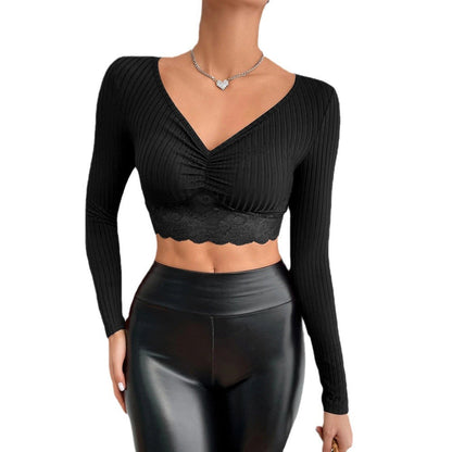 Herr Långärmad T-Shirt V-Hals Tunt Material-5