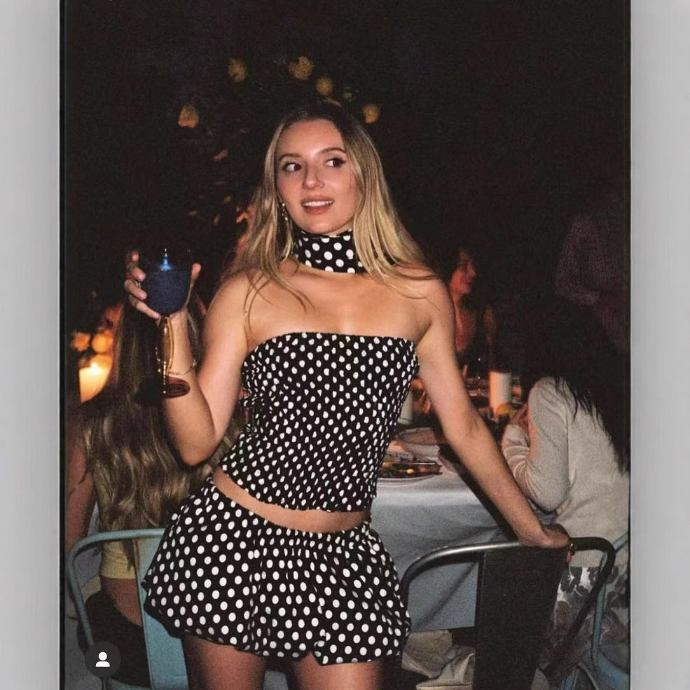 Kvinnors Wrapkjol Prickmönster Elastisk Tyg-5