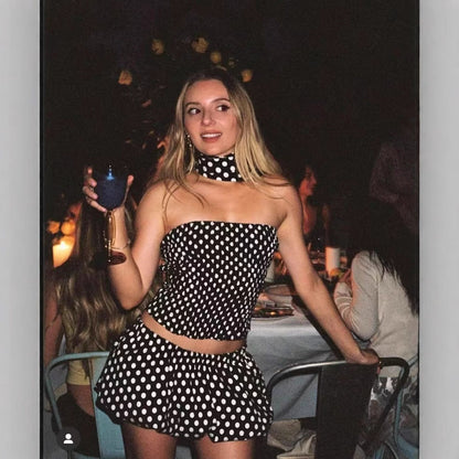 Kvinnors Wrapkjol Prickmönster Elastisk Tyg-5