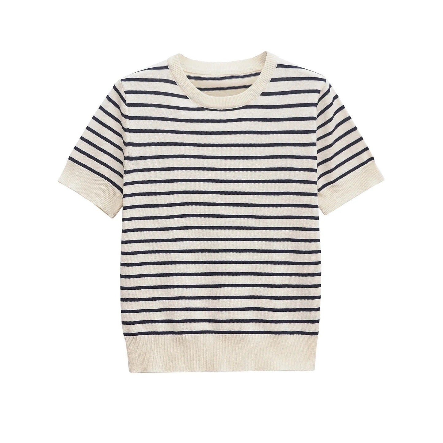 Variant image for Dam T-shirt Randig Bomull Klassisk Passform Korta Ärmar-1