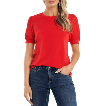 Variant image for Dam T-Shirt Puffade Ärmar Polyester Rund Halsringning Kort Ärmar-11