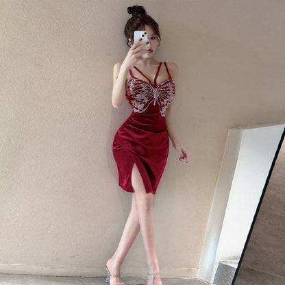 Variant image for Fina Dam Klänningar Spaghetti Bärar Kort V-Hals 100% Polyester-4