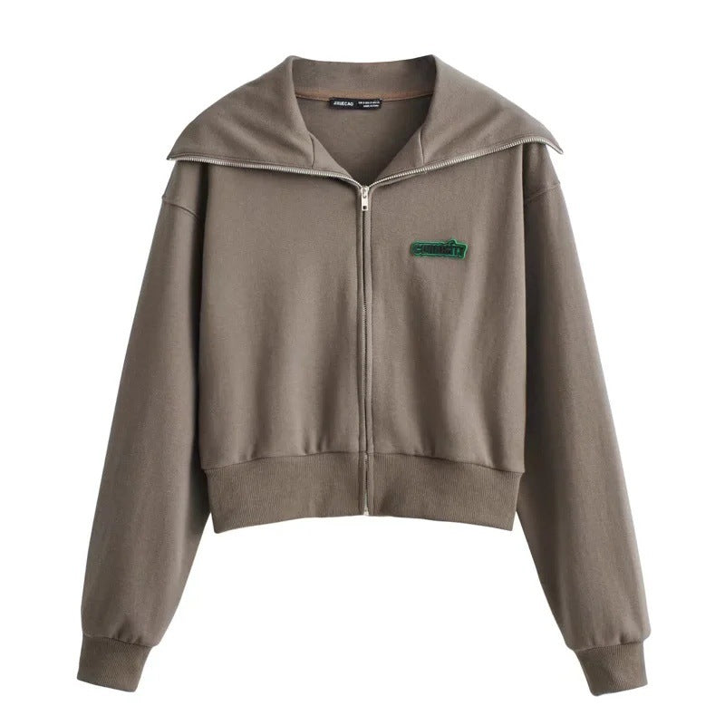 Kvinnor Sweatjacka Casual Design Hög Stativkrage Andningsbar Bomullsmix 2