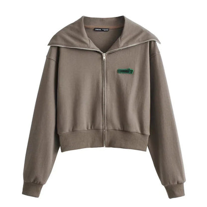 Kvinnor Sweatjacka Casual Design Hög Stativkrage Andningsbar Bomullsmix 2