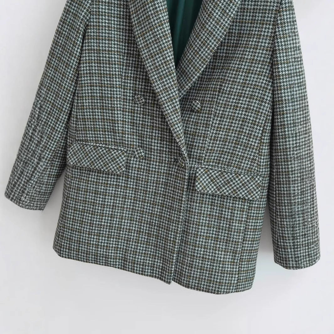 Kvinnor Blazer Dubbelbröstad Modern Caroma Mönster Högkvalitativt Tyg 4