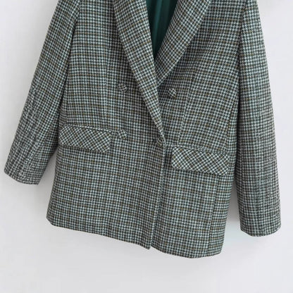 Kvinnor Blazer Dubbelbröstad Modern Caroma Mönster Högkvalitativt Tyg 4