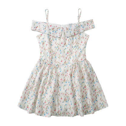 Kvinnors Off-Shoulder Klänning Blommig Lätt Tyg 2