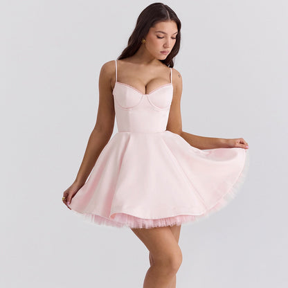 Tjejers Lång Tüllrock Off-Shoulder Hög Midja Tüll-3