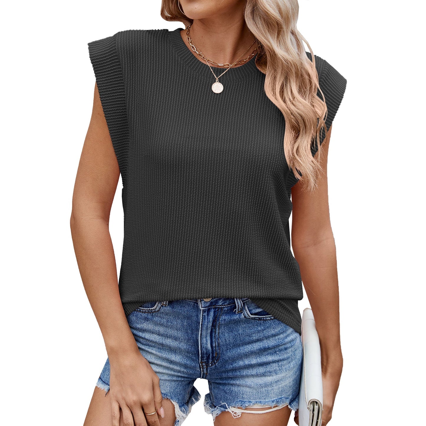 Dam T-Shirt Löst Passform Randig Rayon för Träning och Avslappnade Dagar-1