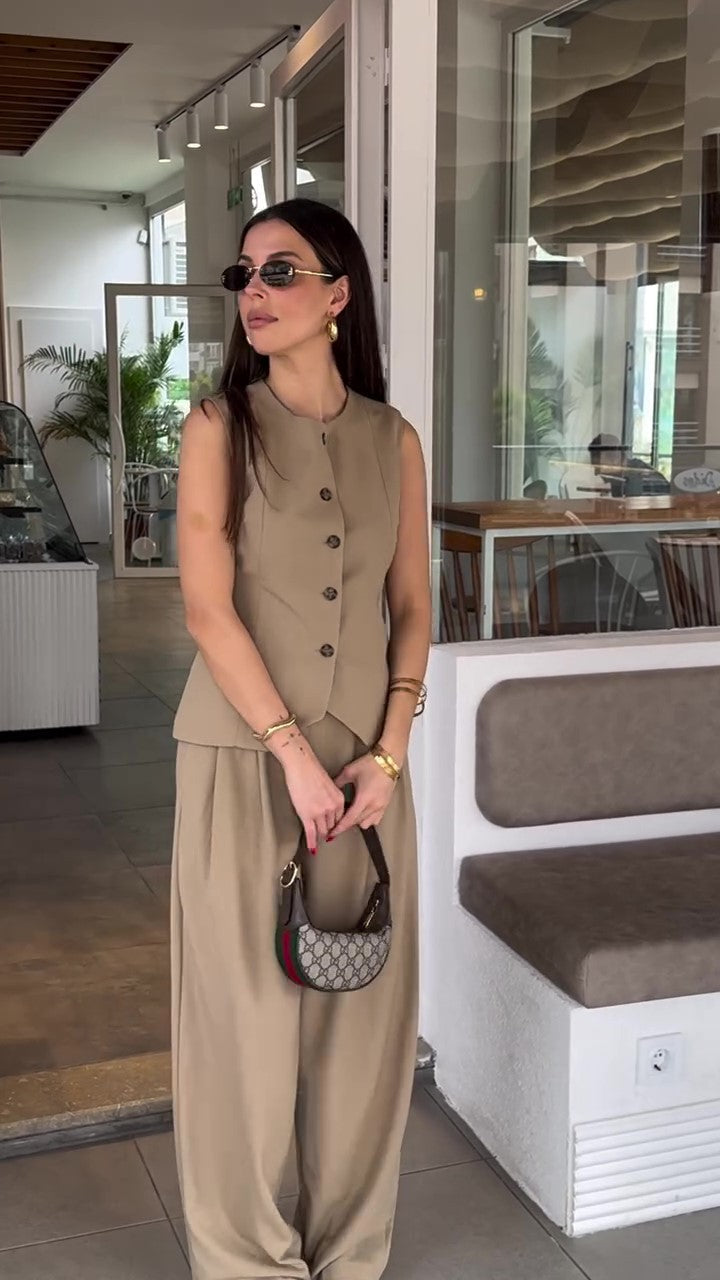 Dam Västdräkt Monokrom Polyester Långa Byxor-1