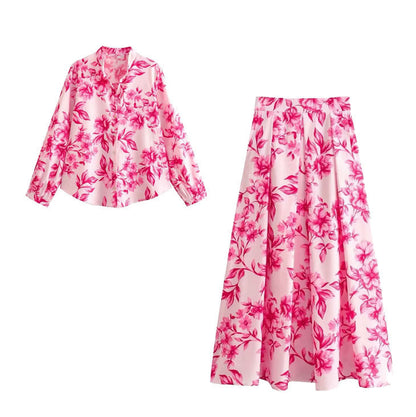Damkläder Skjorta Halvlängd Kjol Sättning Långa Ärmar Polyester-5