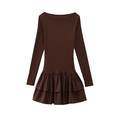 Dam Klänning Långa Ärmar Elegant Polyester Fina Dam Klänningar-4