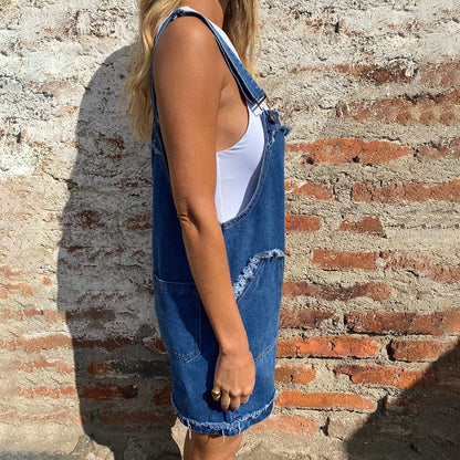 Kvinnors Capri-Shorts Justerbar Denim Avslappnad Passform-4