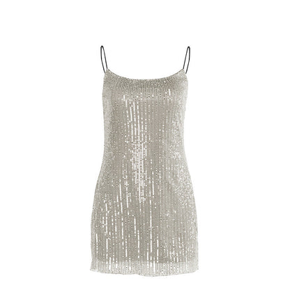 Kvinnors Glittrig Klänning Paljett Snitt Figurnära Polyester-6