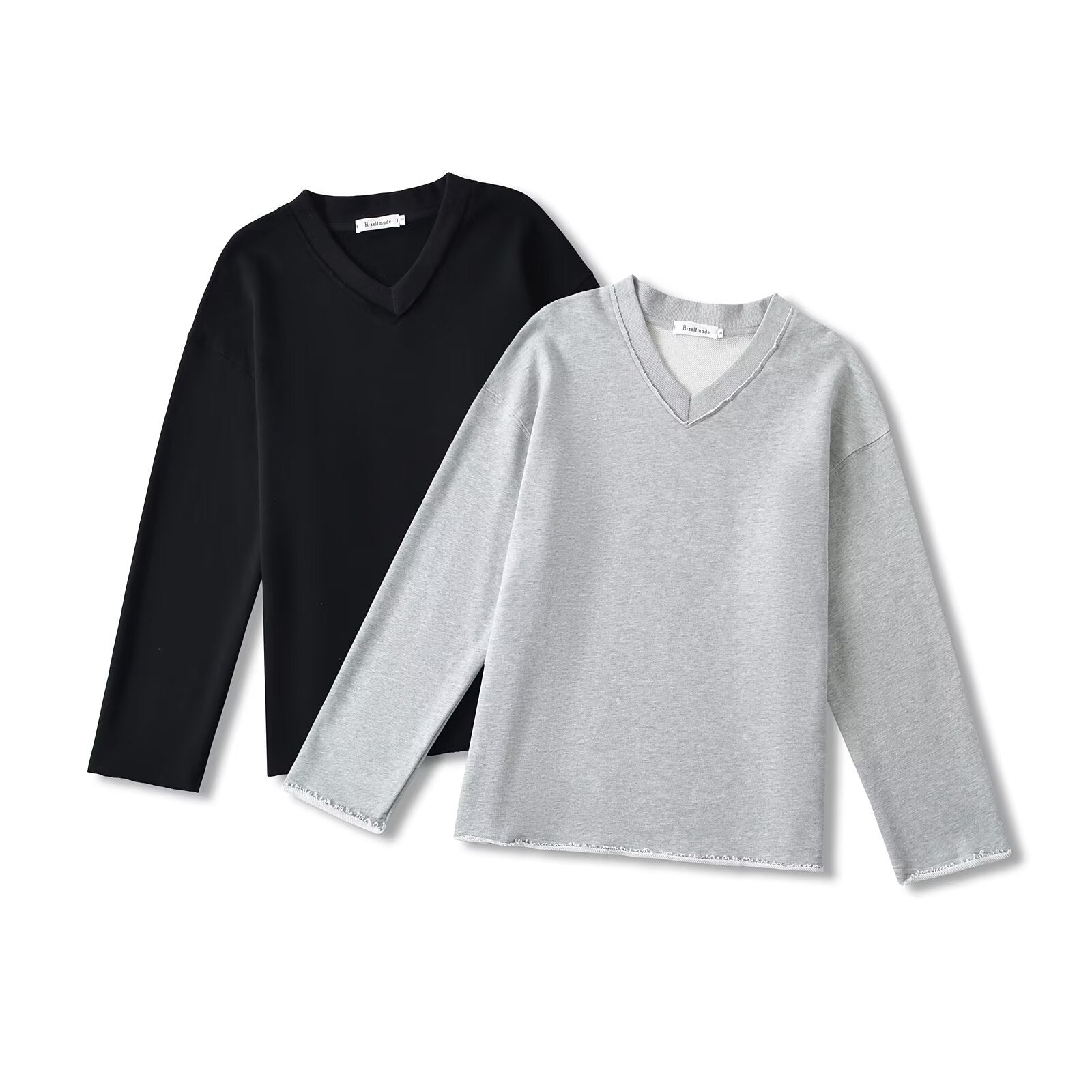 Kvinnors Långärmad Skjorta V-Hals Fransar Bomullsmix-2