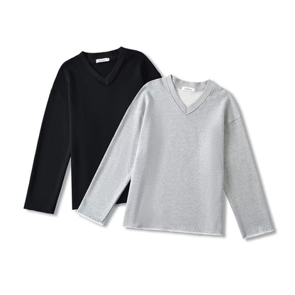 Kvinnors Långärmad Skjorta V-Hals Fransar Bomullsmix-2