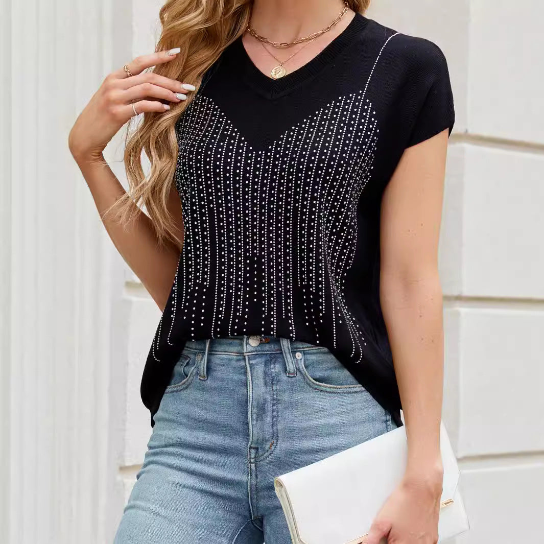 Dam T-shirt Löst Passande Viskos Nylon Elegant Stil-2