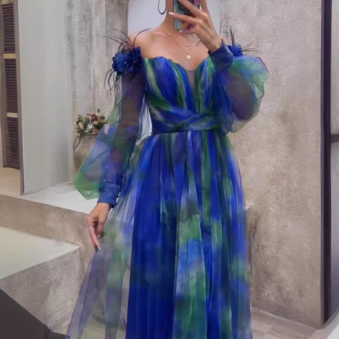 Fina Dam Klänningar A-Linje Blommig Polyester-5