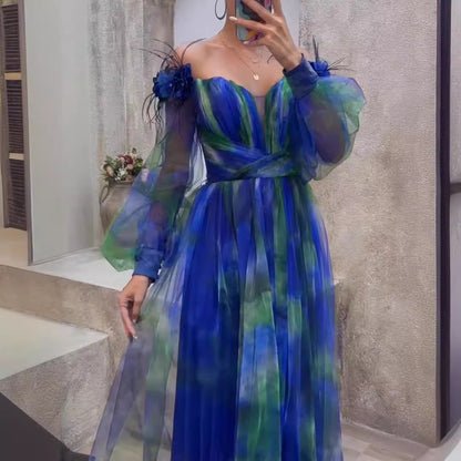 Fina Dam Klänningar A-Linje Blommig Polyester-5