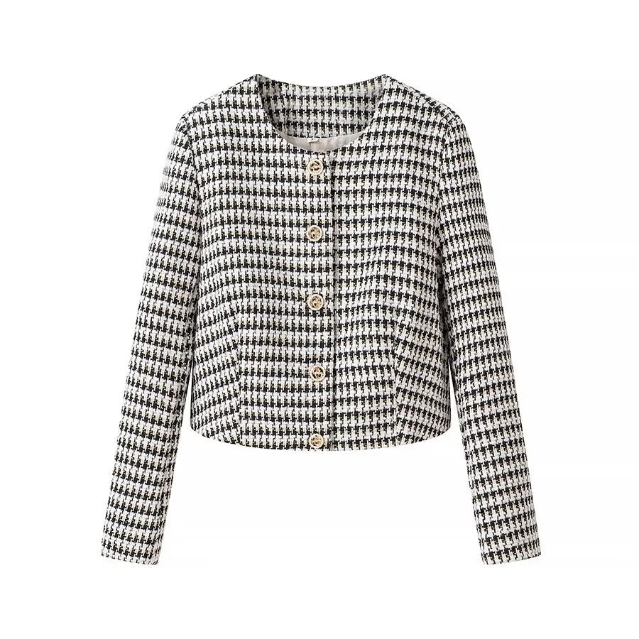 Kvinnors Blazer Klassisk Bomull med Knappdetaljer-1