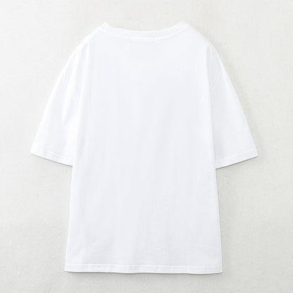 Dam T-shirt Avslappnad Grafisk Design Bomull-2