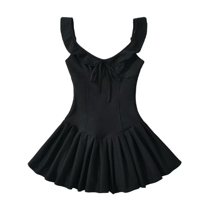 Fina Dam Klänningar Spaghetti Band Enfärgad Högkvalitativt Tyg-4