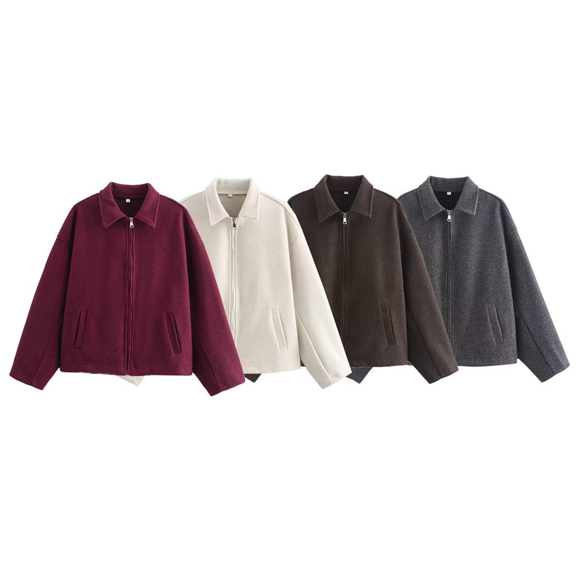 Dam Fleecejacka Modern Design Mjuk Fleece med Ståkrage och Dragkedja-6