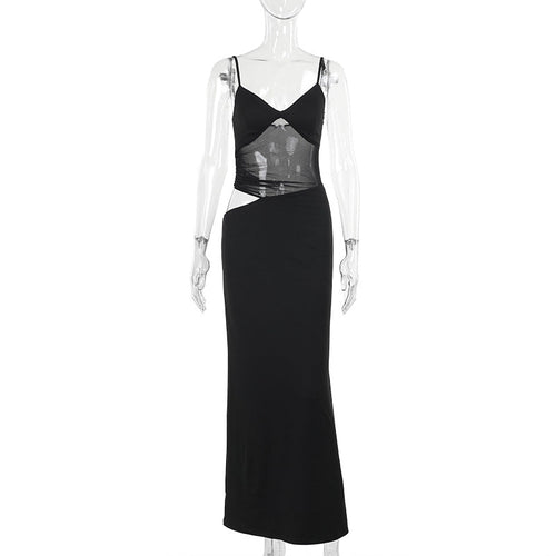 Maxi Klänning Dam Transparent Detalj Flödande Polyester Spandex 1