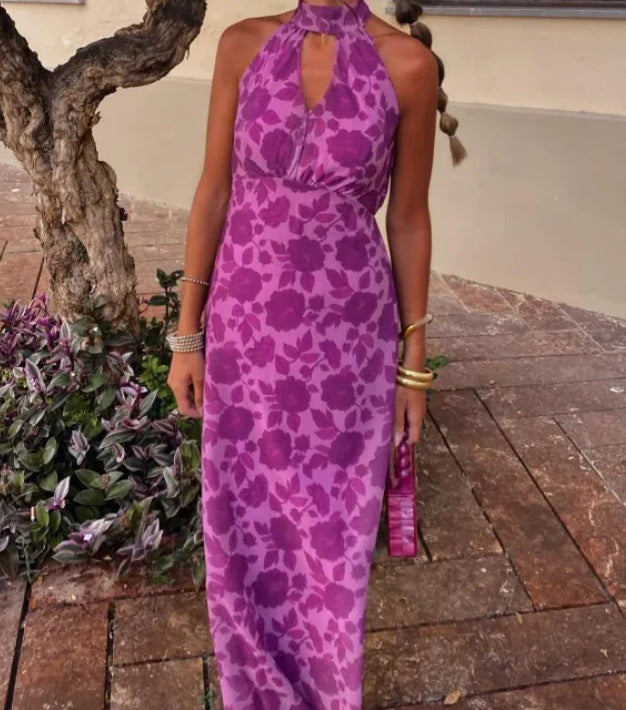 Variant image for Dam Vinterklänning V-ringad Ärmös Polyester Lång Kjol-5