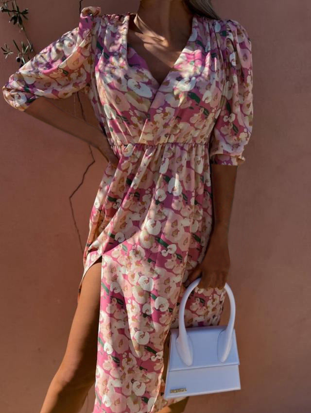 Variant image for Kvinna Midi Klänning V-hals Asymmetrisk Polyester-48