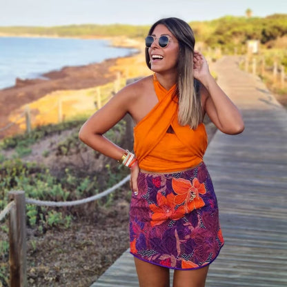 Dam Kort Rörskamisol Snörning Bomull-5