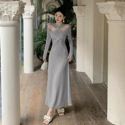 Variant image for Fina Dam Klänningar Lång V-Hals med Tvärfront Polyester-7