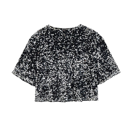 Kvinnors T-Shirt Tvåfärgad Polyester Korta Ärmar V-ringning-3