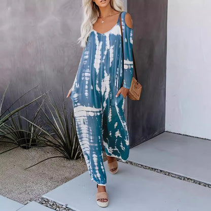 Dam Jumpsuit Långärmad Löst Snitt Polyester Hög Midja Casual-4