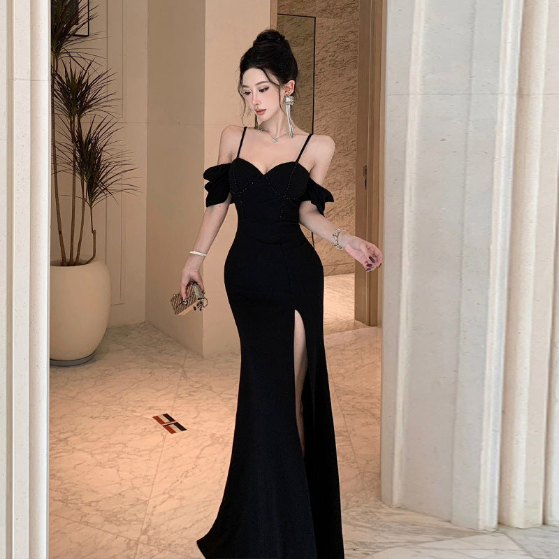 Variant image for Kvinnors Aftonklänning Lång Spaghetti-Bärande V-Ringning Polyester-1