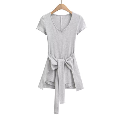 Kvinnors Wrap Klänning med Bindande Bälte i Andningsbart Material – Elastisk Passform och Rund Halsringning 6