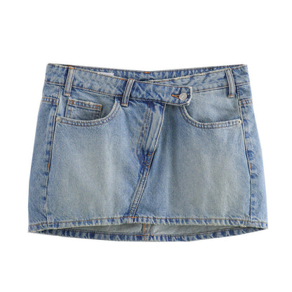 Dam A-Line Kjol Hög Midja Stretch Denim-5