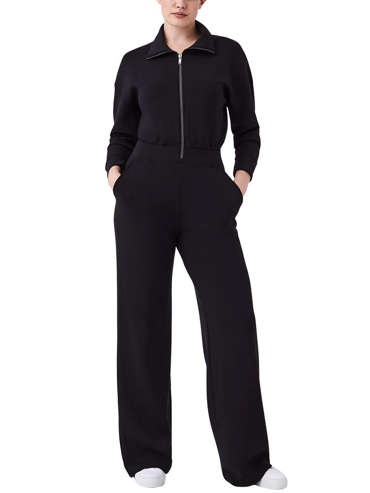 Dam Jumpsuit Långa Ärmar Bomull Spandex Nio-Cut-1