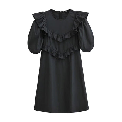 Kvinnors Klänning V-ringad Ruffles Andningsbart Tyg 2