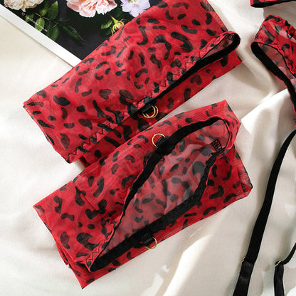 Damunderkläder Set Leopardmönster Polyester Snygga Underkläder Dam-6