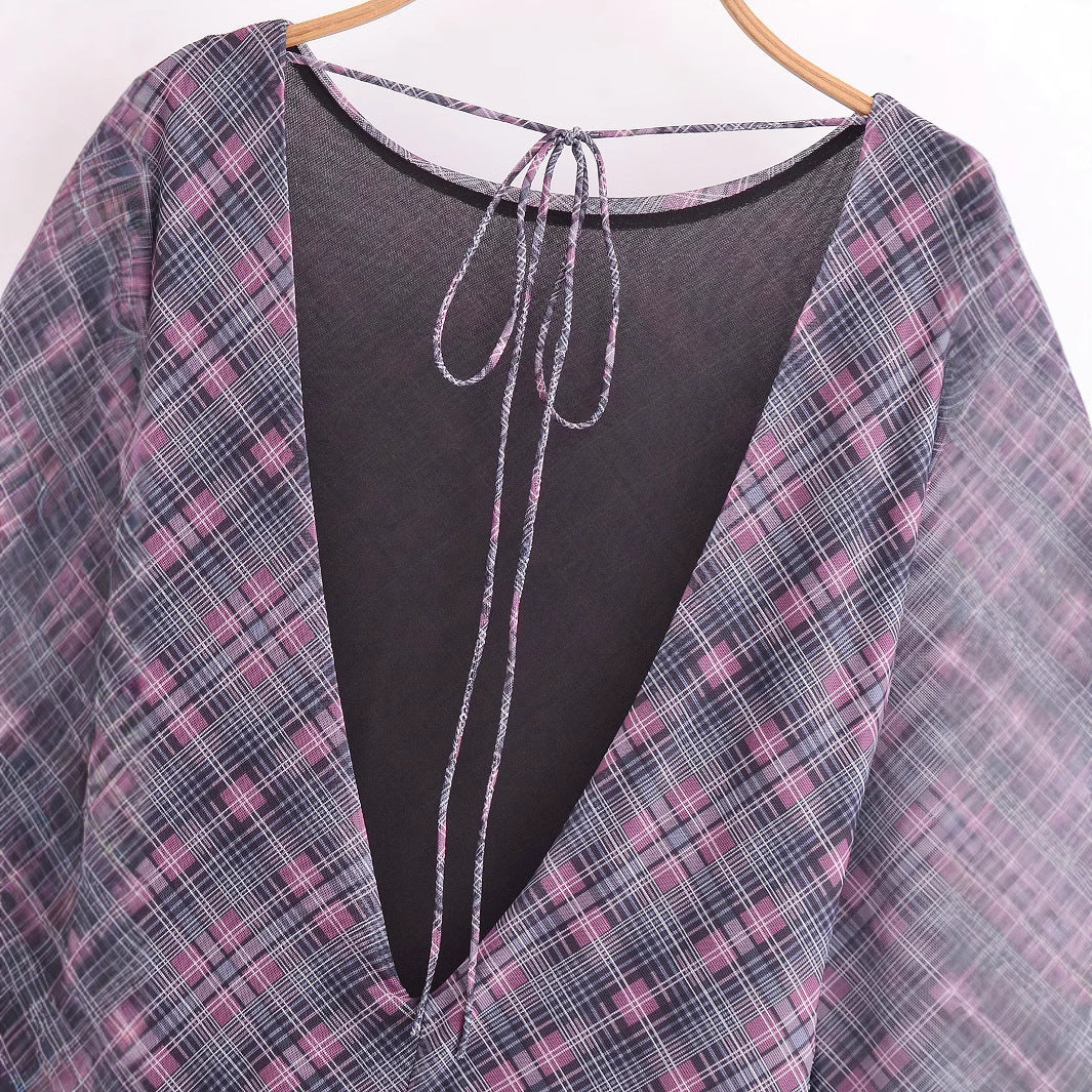 Damklänning Asymmetrisk Rüschensilk-Mesh för Avslappnade och Festliga Tillfällen-5