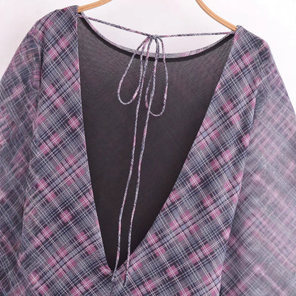Damklänning Asymmetrisk Rüschensilk-Mesh för Avslappnade och Festliga Tillfällen-5