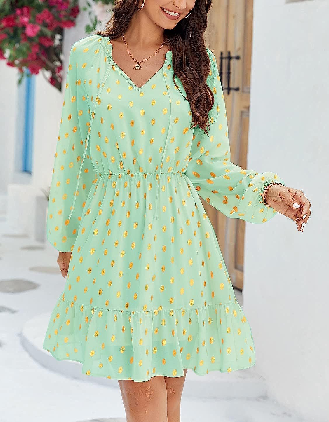 Sommarklänning Dam V-ringad i Lätt Bomull med Elastiskt Midjeband – Perfekt för Strand och Fest 8